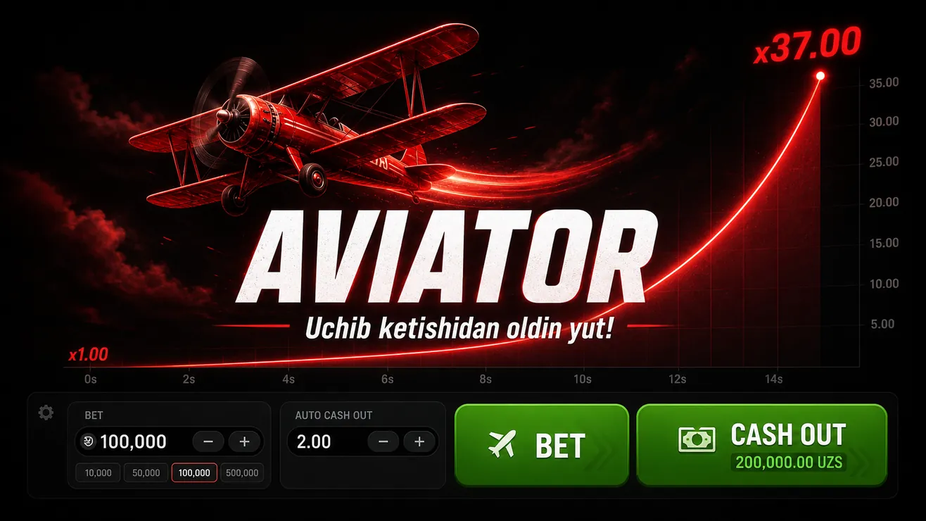 Aviator crash game — Spribe o'yini to'liq qo'llanma O'zbekiston